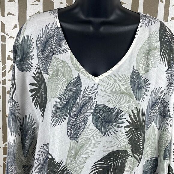 Chico's Palm Leaf Print Blouson Scarf Top S/M - Picture 9 of 14